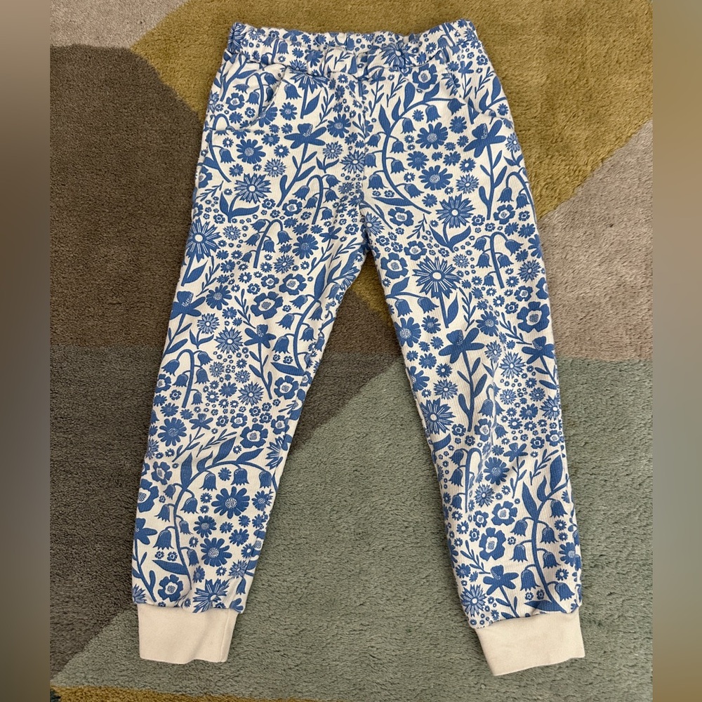 Kids Blue Floral Print Jogger Pants